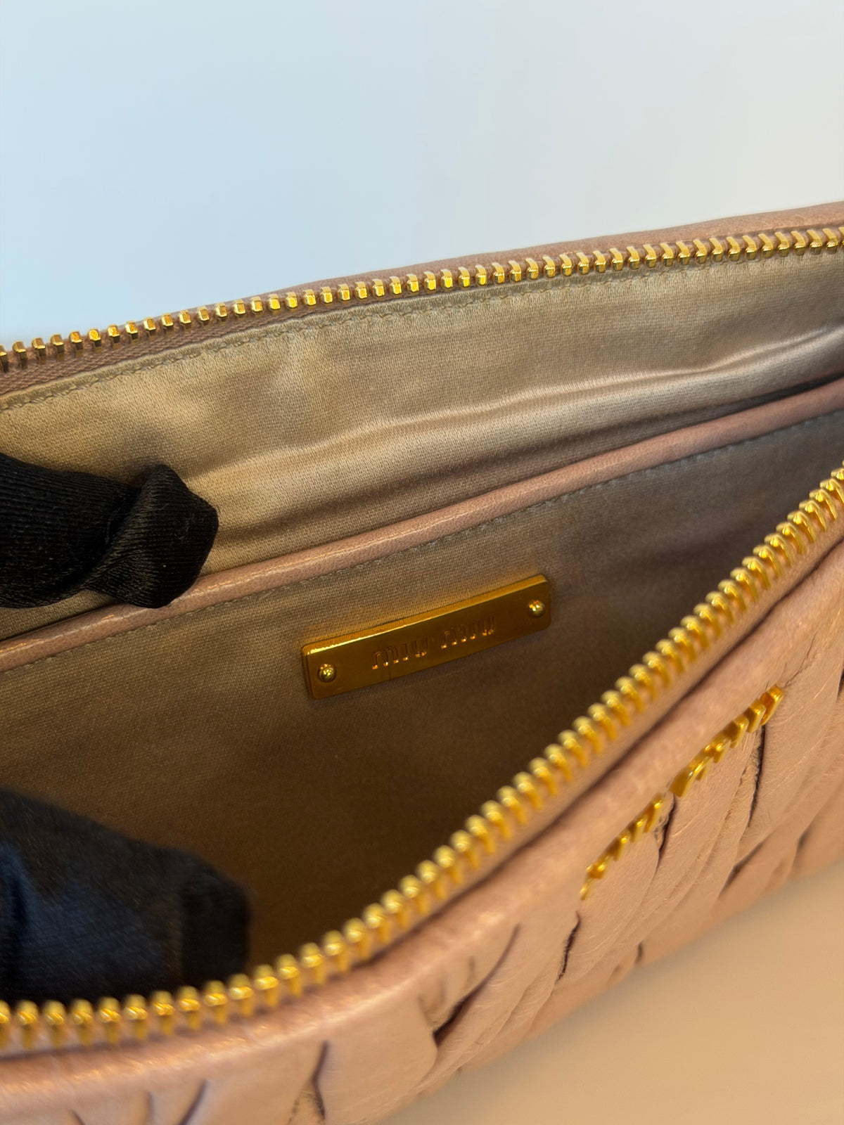 Miu Miu Pink Calfskin Matelasse Clutch