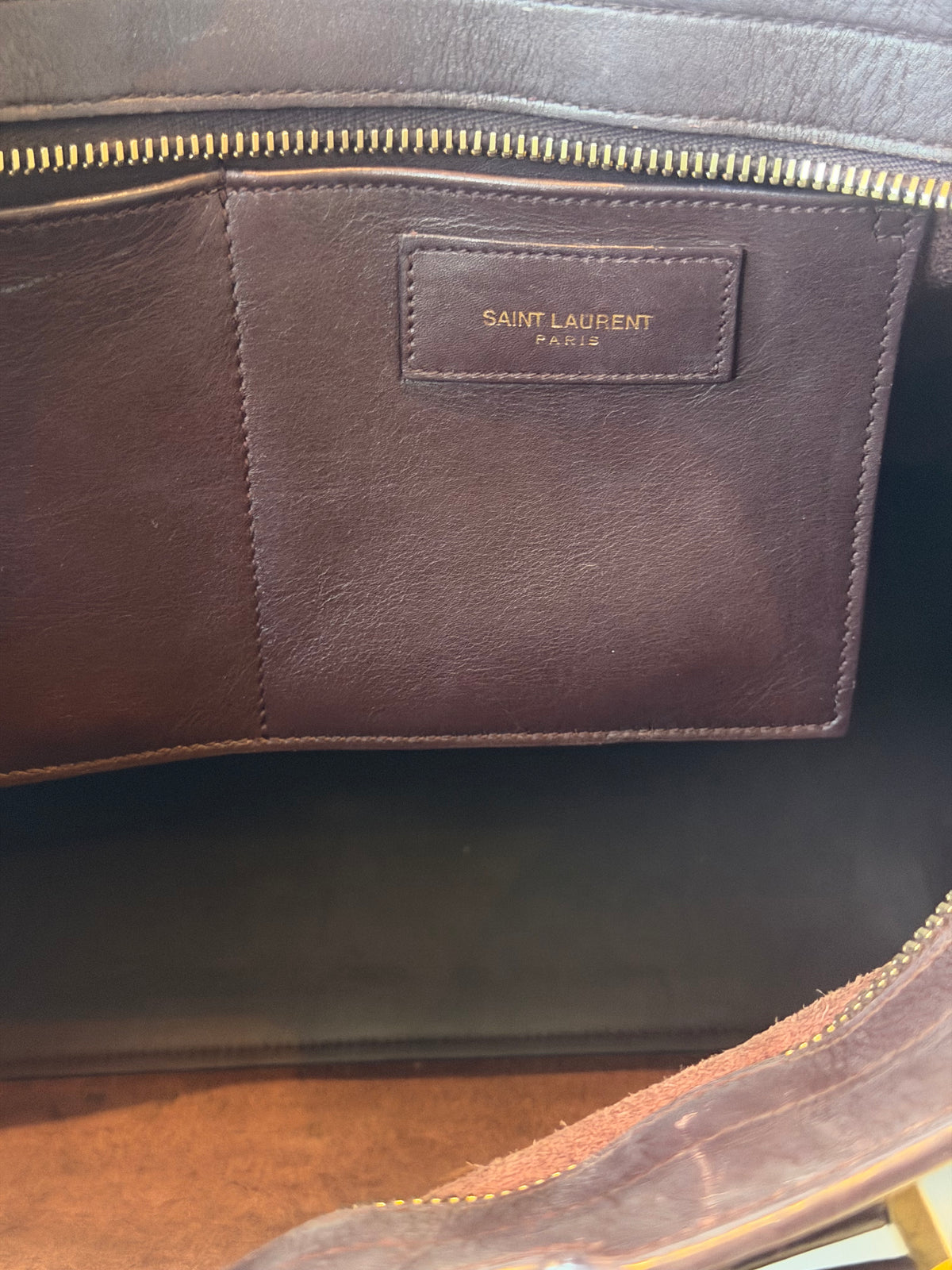 Saint Laurent Burgundy Calfskin Cabas Chyc Handbag