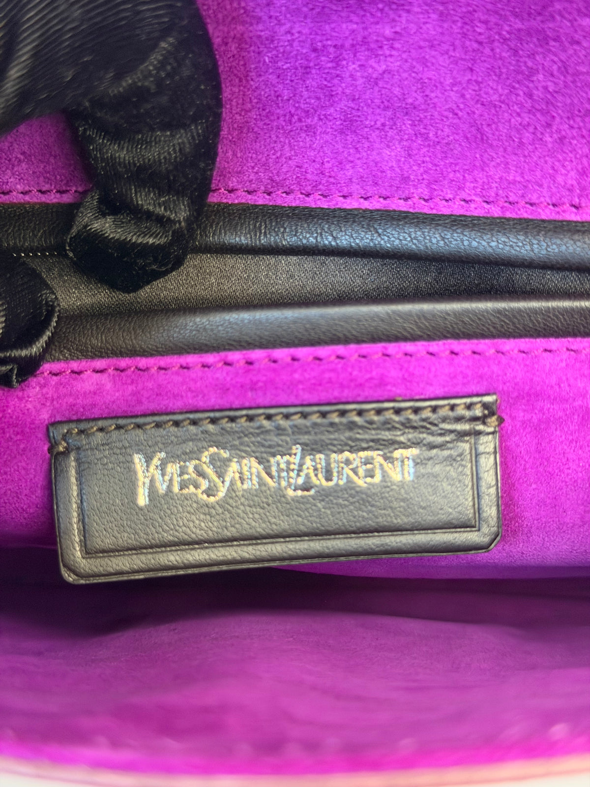 Yves Saint Laurent Vintage Genuine Eel Skin Envelope Flap Clutch - Fuchsia Purple