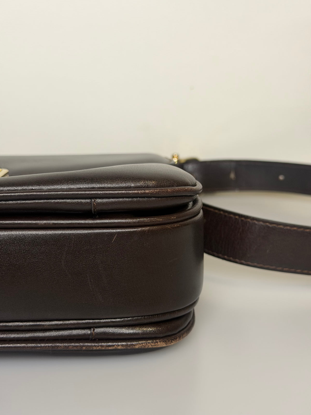 Archival Vintage Celine Paris Horse Carriage Box Shoulder Bag - Dark Brown