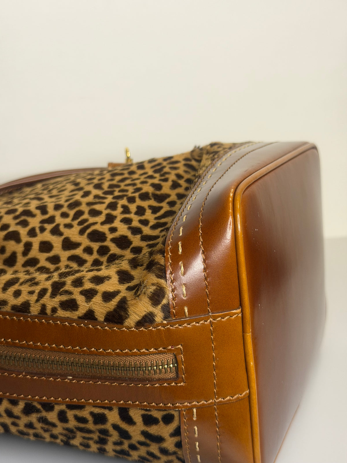 VERY RARE Vintage Celine Leopard Pony Hair Bucket Bag