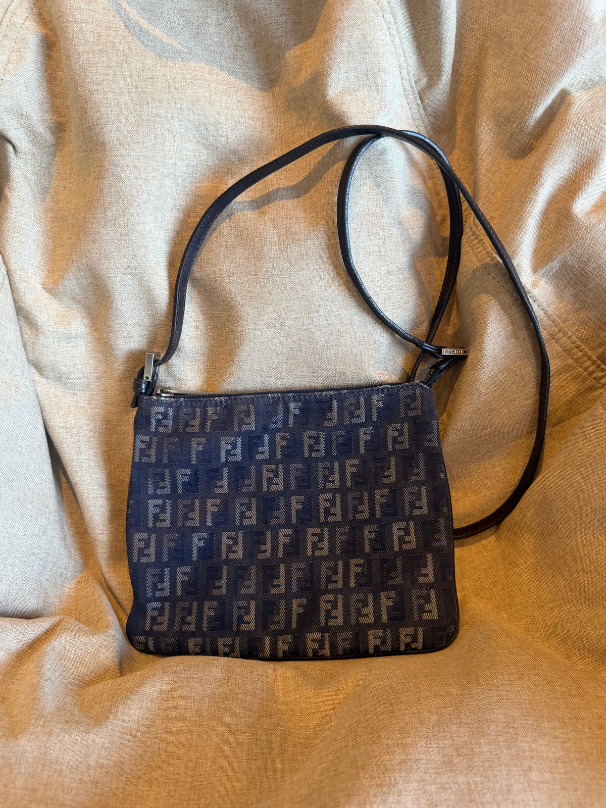 Fendi Navy Zucchino Denim Crossbody Bag