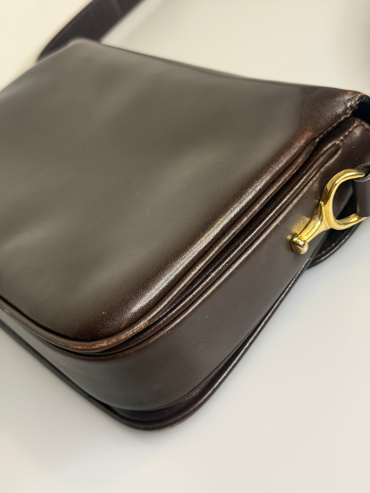 Archival Vintage Celine Paris Horse Carriage Box Shoulder Bag - Dark Brown