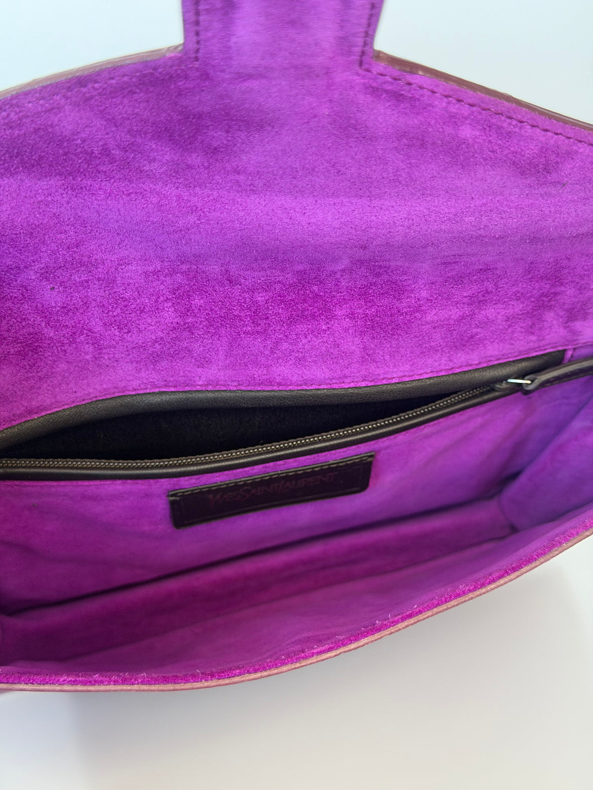 Yves Saint Laurent Vintage Genuine Eel Skin Envelope Flap Clutch - Fuchsia Purple