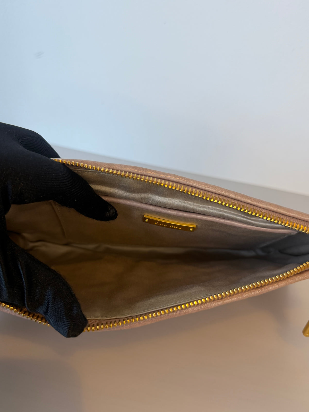 Miu Miu Pink Calfskin Matelasse Clutch