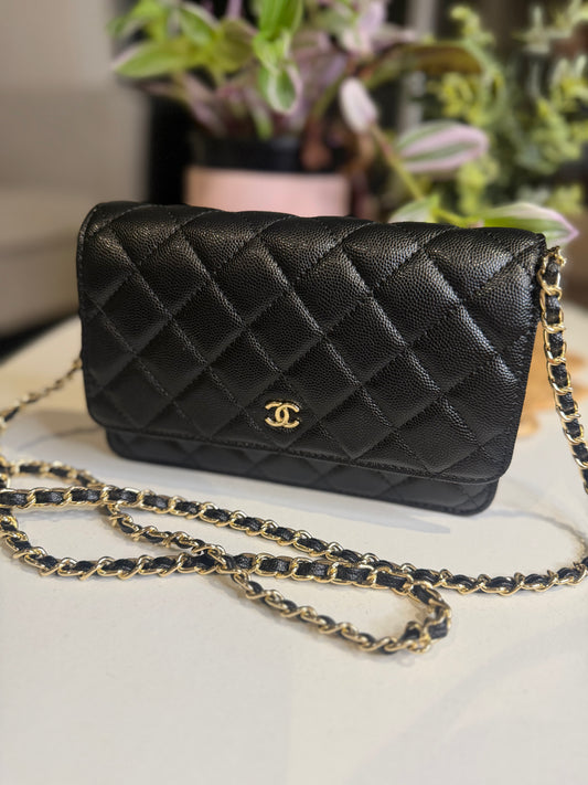 Chanel Classic Wallet on Chain — Black Caviar