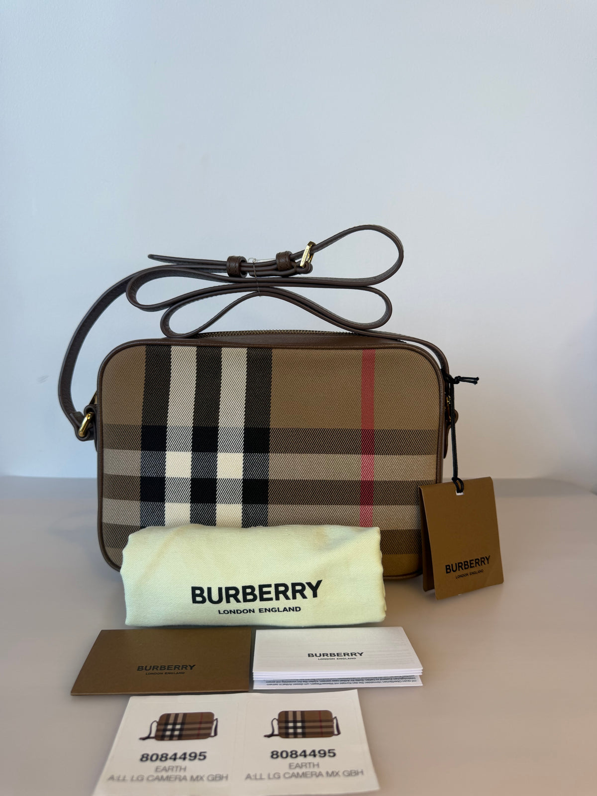 Burberry Vintage Brown Canvas Checked Camera Bag