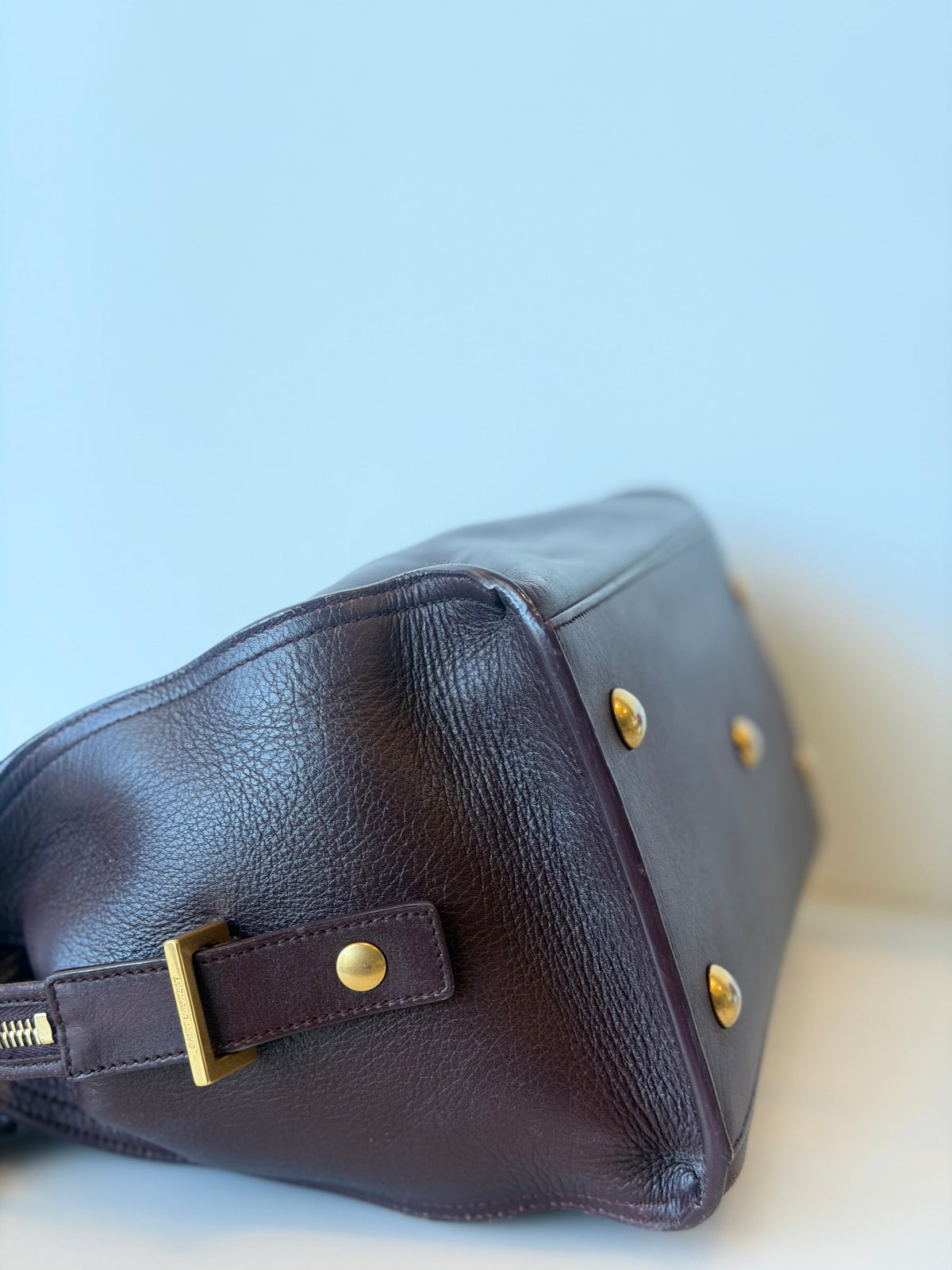 Saint Laurent Burgundy Calfskin Cabas Chyc Handbag