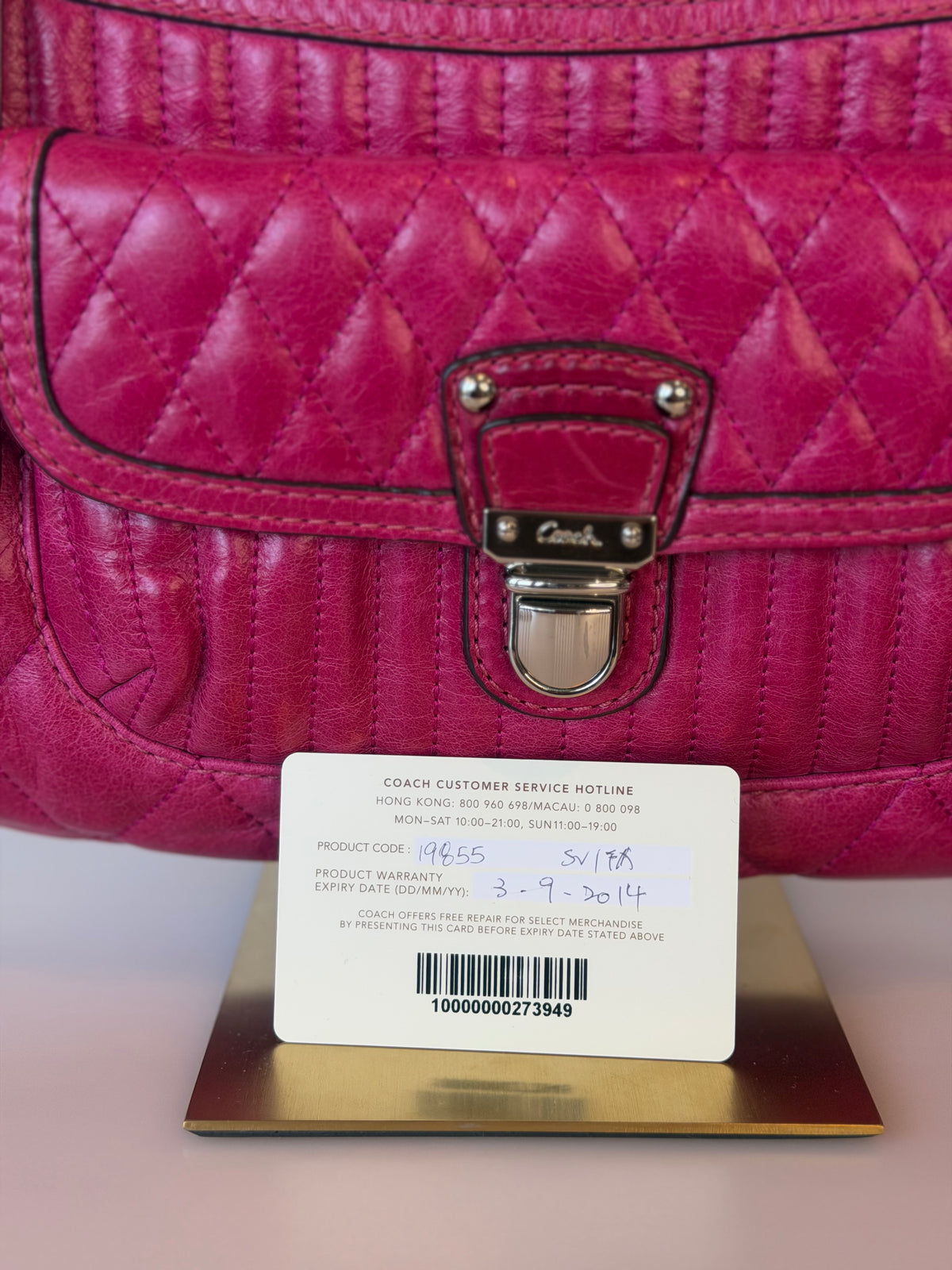 Y2K Coach Poppy Quilted Calfskin Leather 2-Way Bag - Hot Pink