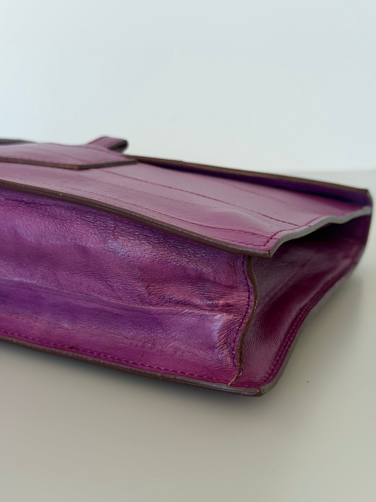 Yves Saint Laurent Vintage Genuine Eel Skin Envelope Flap Clutch - Fuchsia Purple