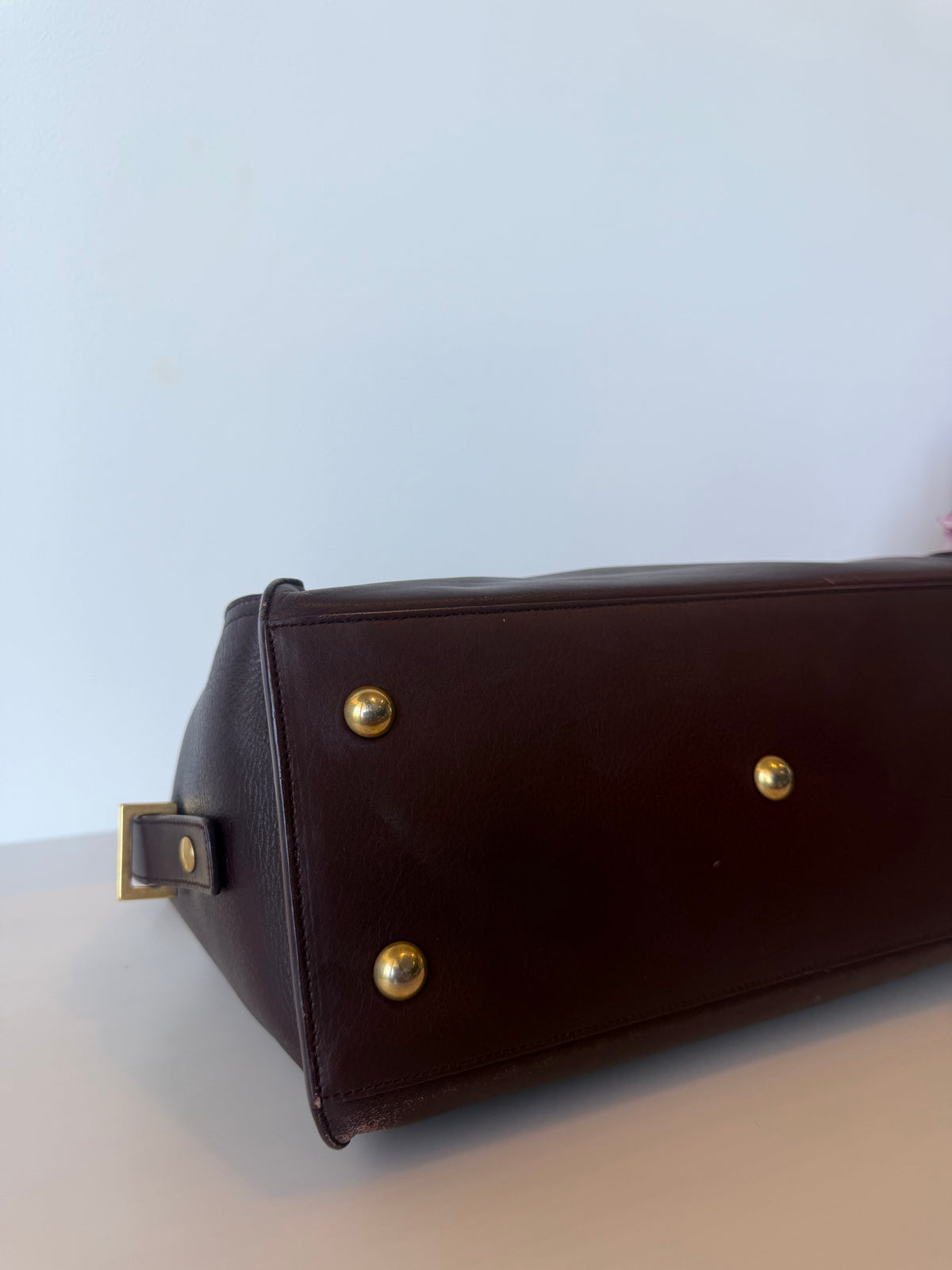 Saint Laurent Burgundy Calfskin Cabas Chyc Handbag