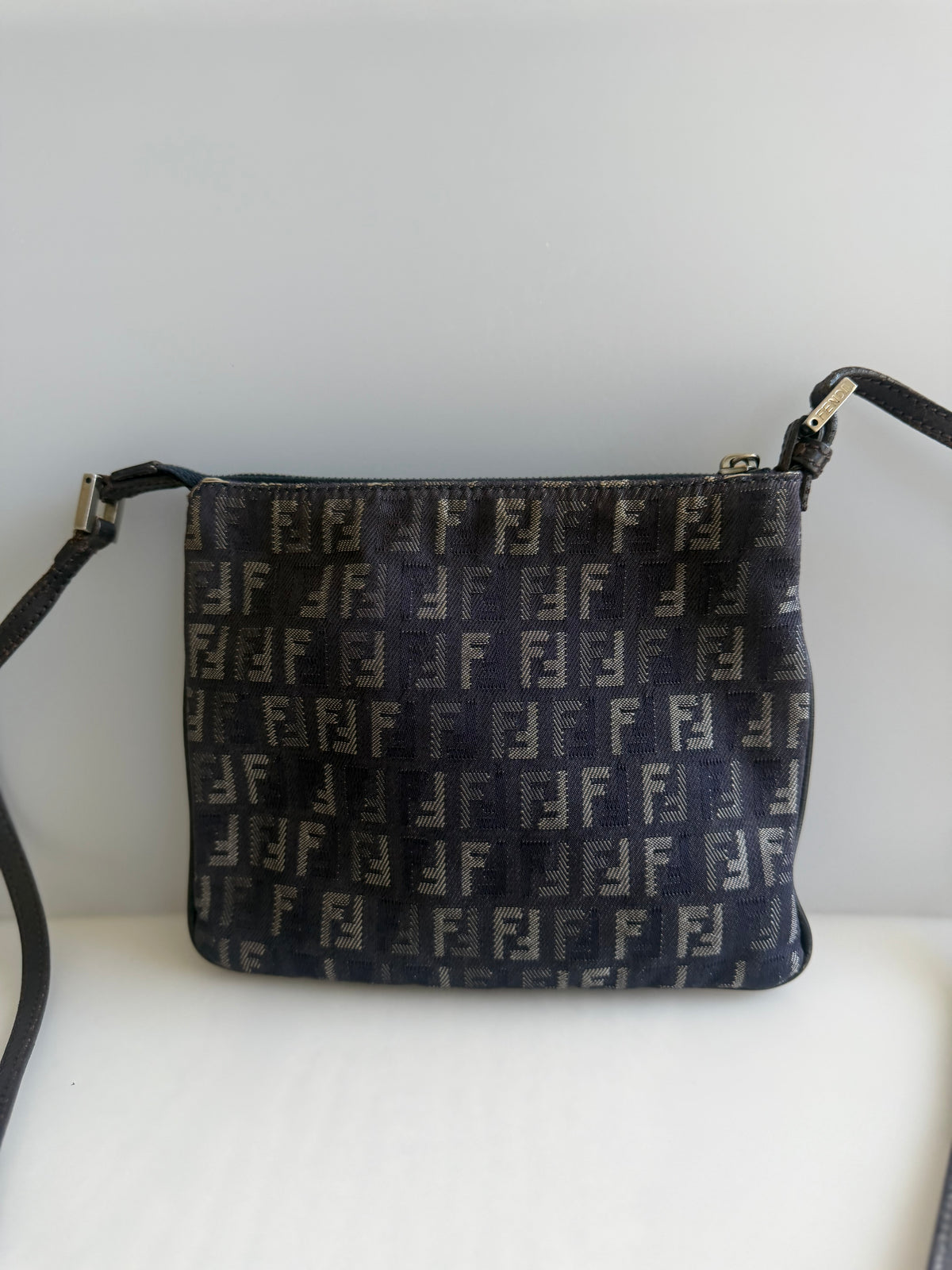 Fendi Navy Zucchino Denim Crossbody Bag