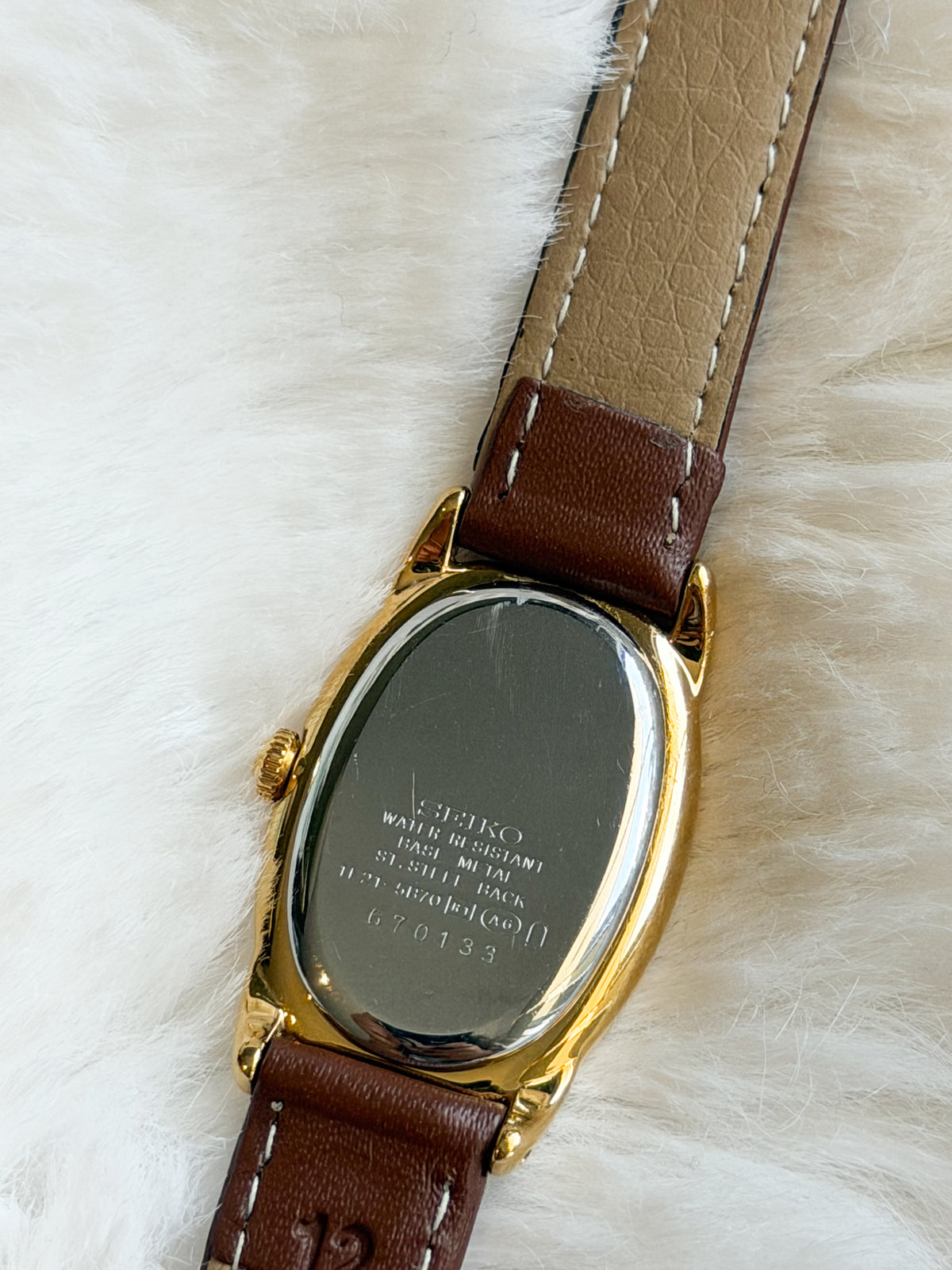Vintage Seiko “Baignoire” Watch in Brown - Mint Condition