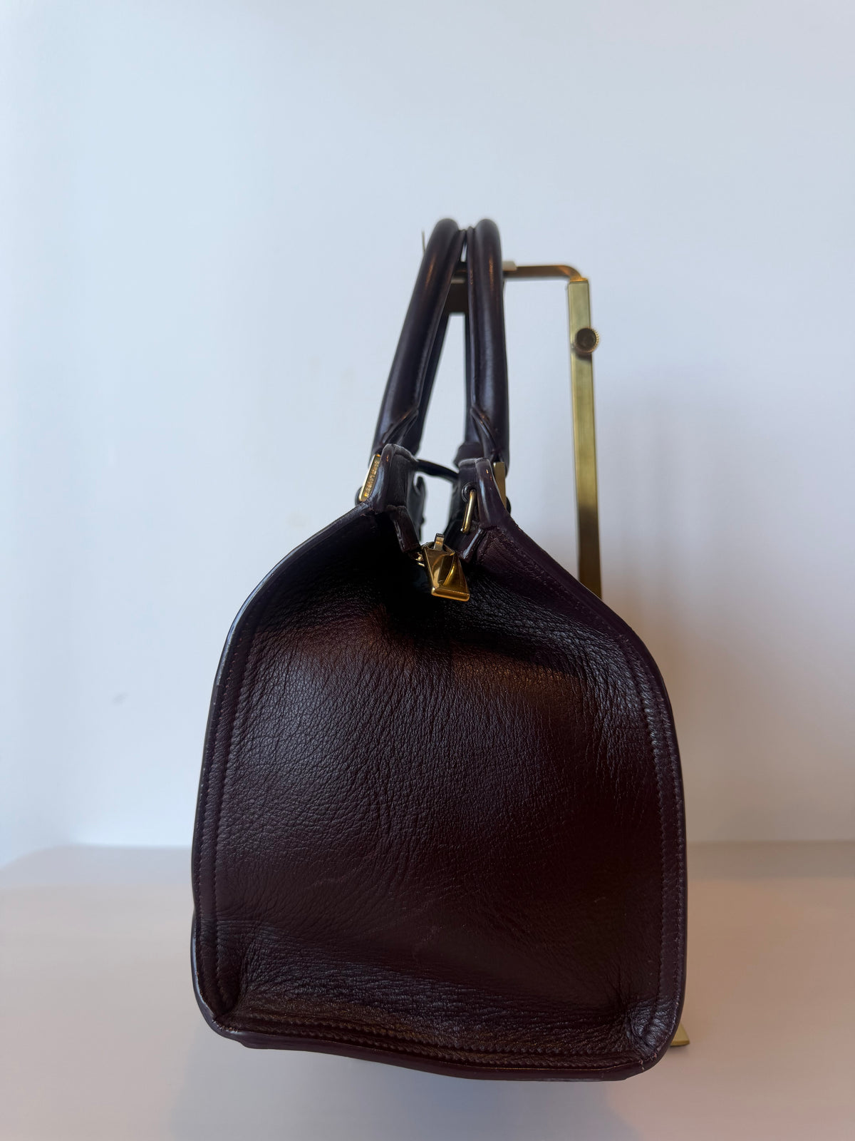 Saint Laurent Burgundy Calfskin Cabas Chyc Handbag