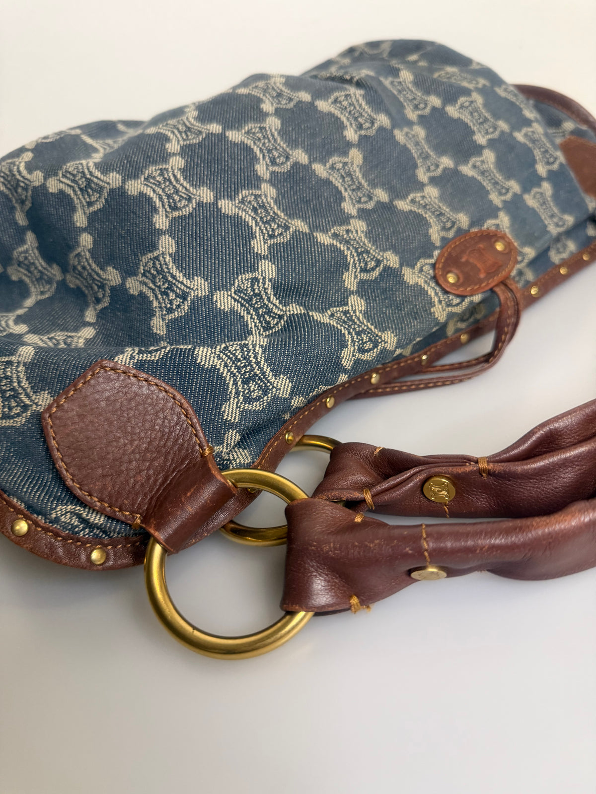 Vintage Celine Denim Macadam Bittersweet Hobo Bag