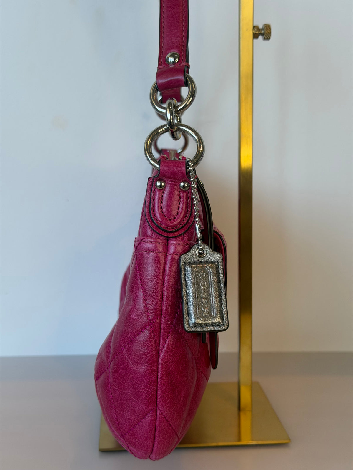 Y2K Coach Poppy Quilted Calfskin Leather 2-Way Bag - Hot Pink