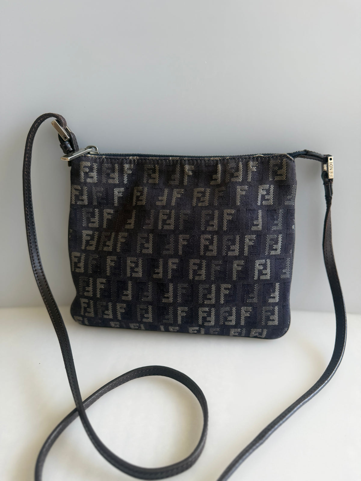 Fendi Navy Zucchino Denim Crossbody Bag