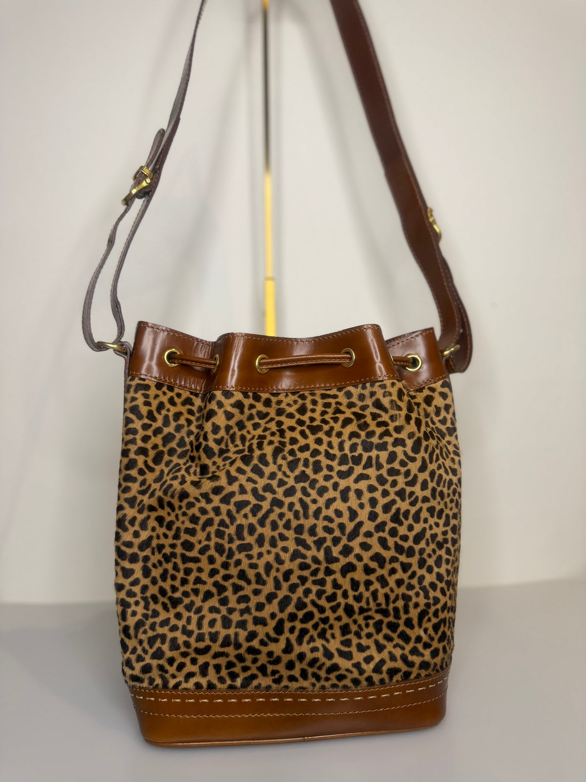 VERY RARE Vintage Celine Leopard Pony Hair Bucket Bag