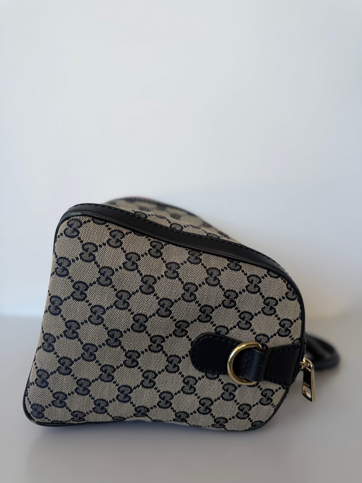 Vintage Gucci Web Original Medium GG Boston Bag - GG Canvas/Dark Navy
