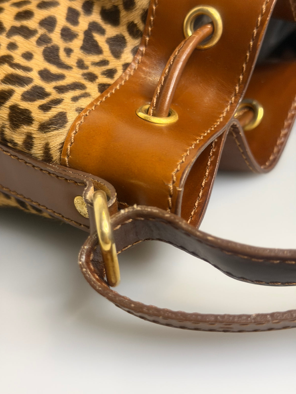 VERY RARE Vintage Celine Leopard Pony Hair Bucket Bag