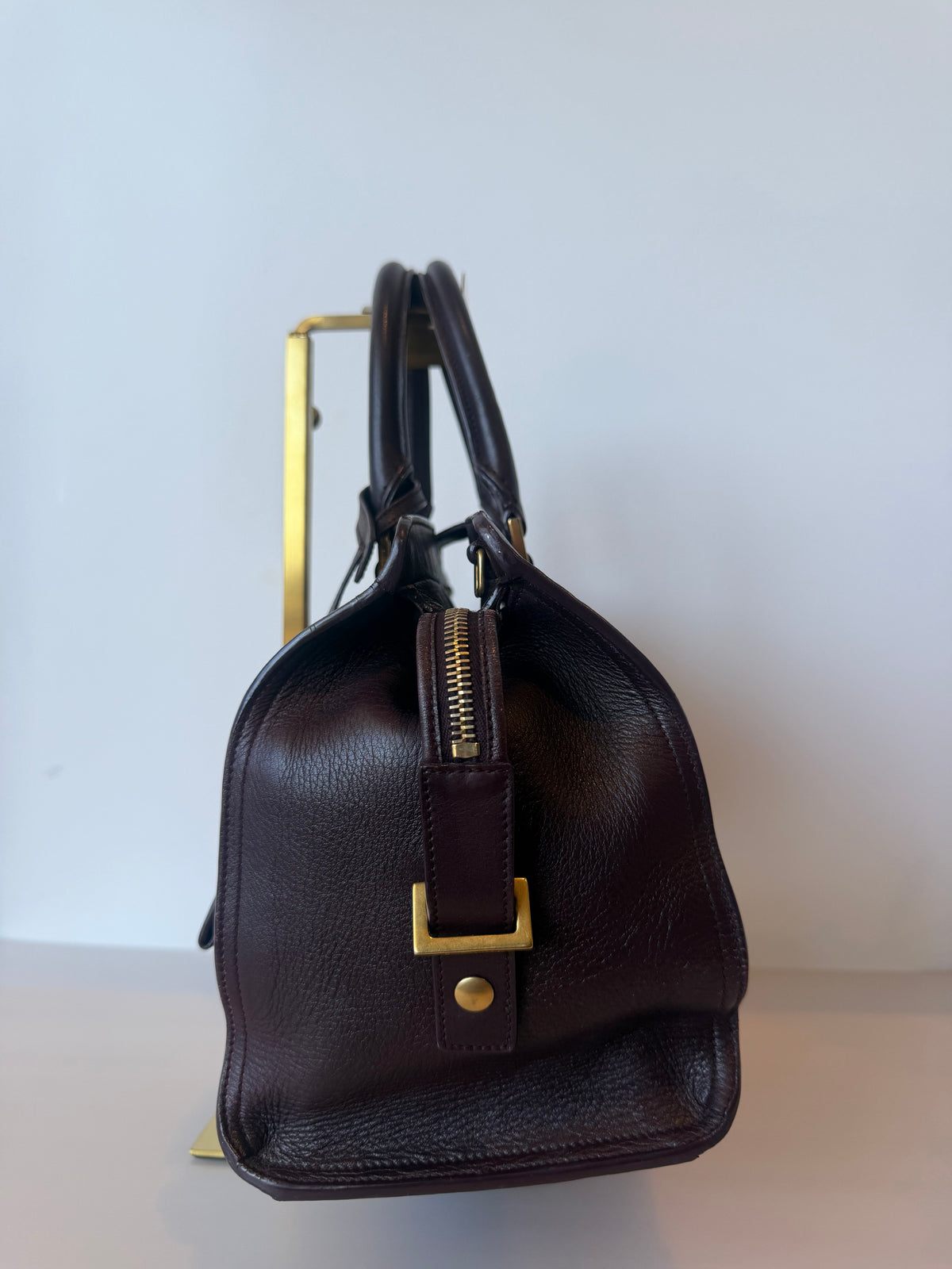 Saint Laurent Burgundy Calfskin Cabas Chyc Handbag