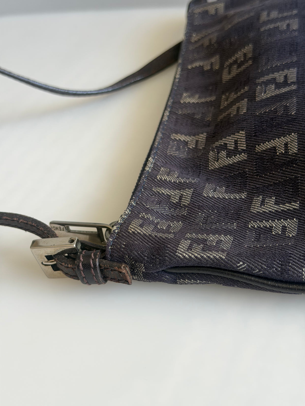 Fendi Navy Zucchino Denim Crossbody Bag