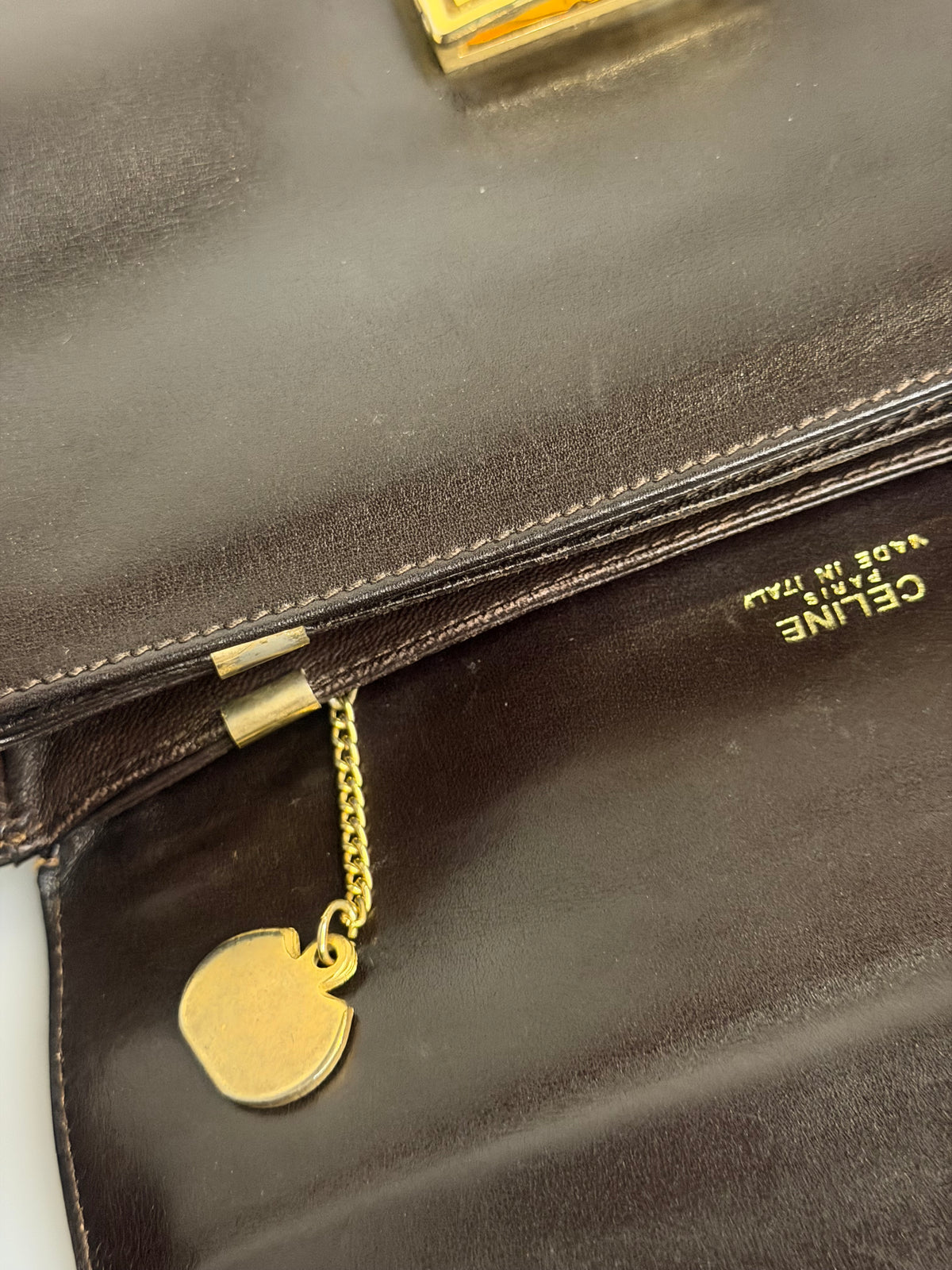Archival Vintage Celine Paris Horse Carriage Box Shoulder Bag - Dark Brown
