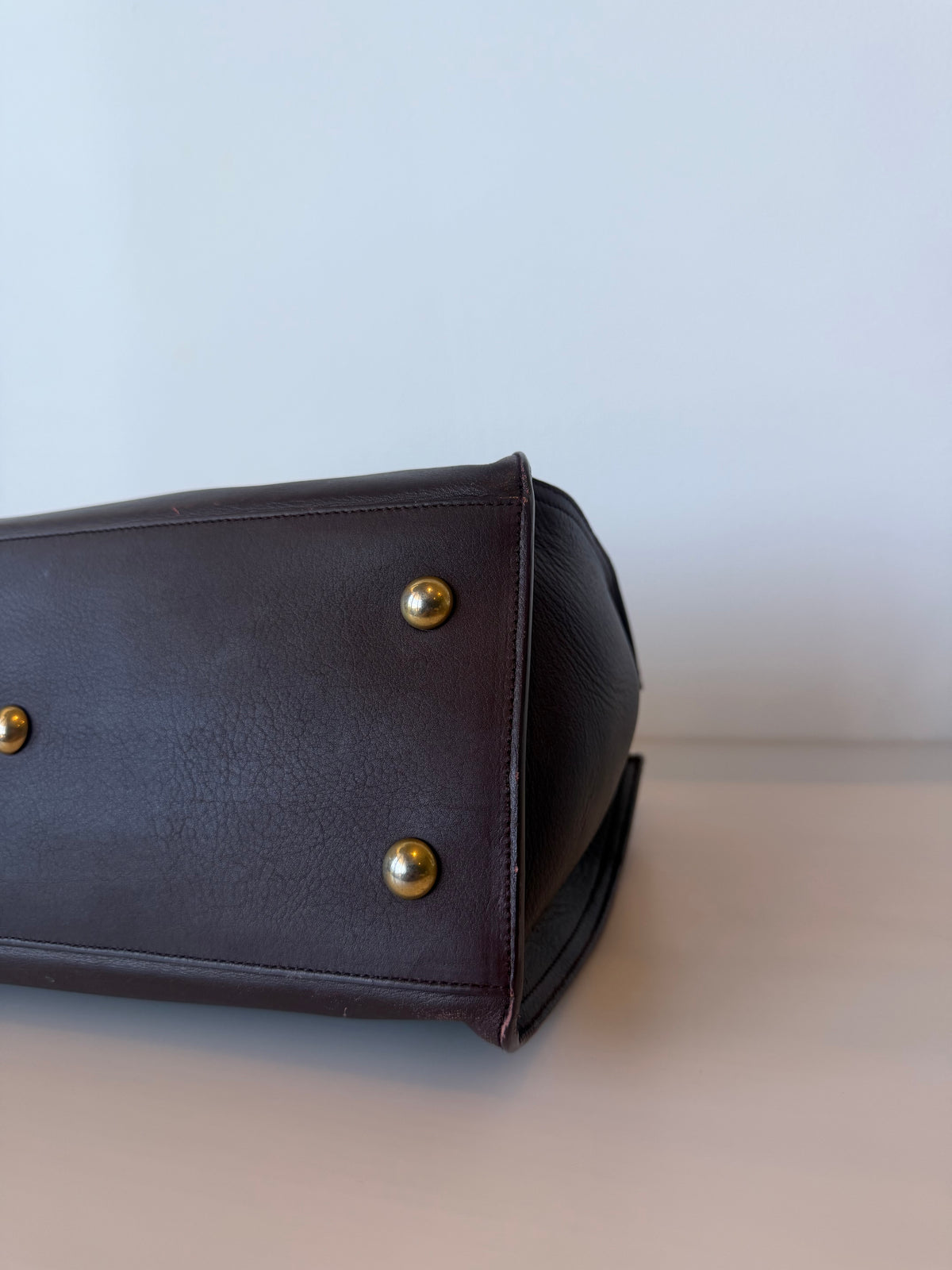 Saint Laurent Burgundy Calfskin Cabas Chyc Handbag