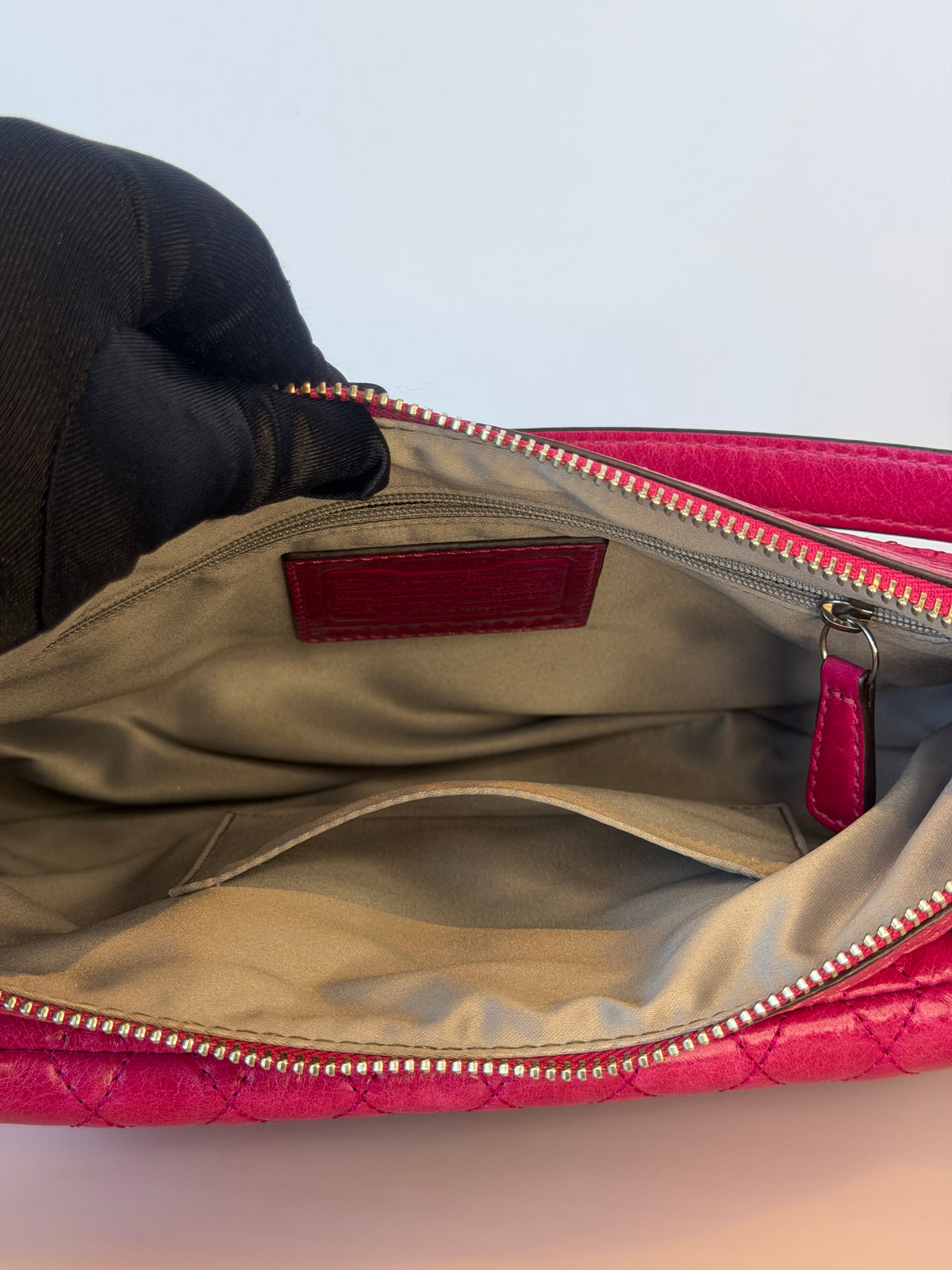 Y2K Coach Poppy Quilted Calfskin Leather 2-Way Bag - Hot Pink