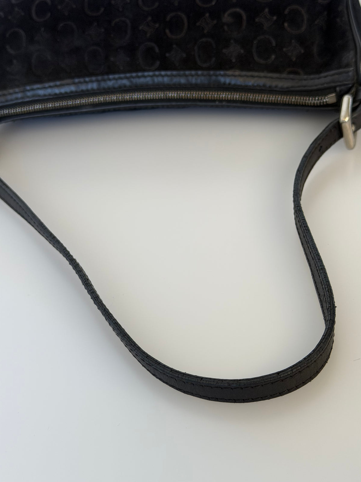 Celine Vintage C Macadam Suede Baguette Bag - Black