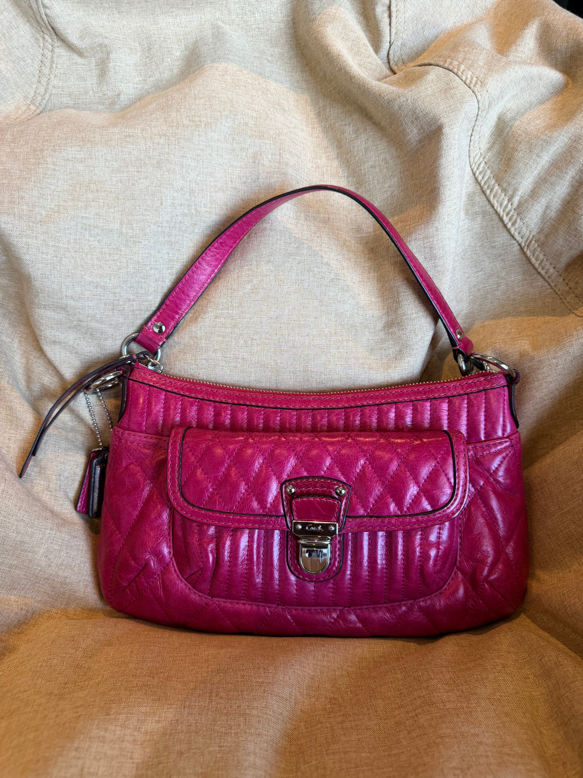 Y2K Coach Poppy Quilted Calfskin Leather 2-Way Bag - Hot Pink