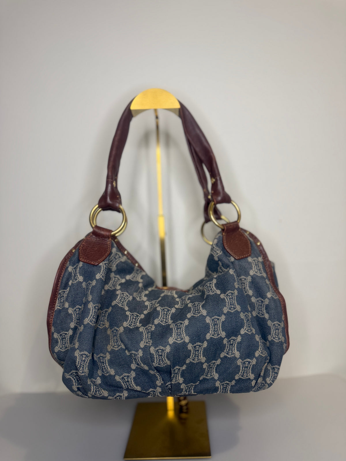 Vintage Celine Denim Macadam Bittersweet Hobo Bag