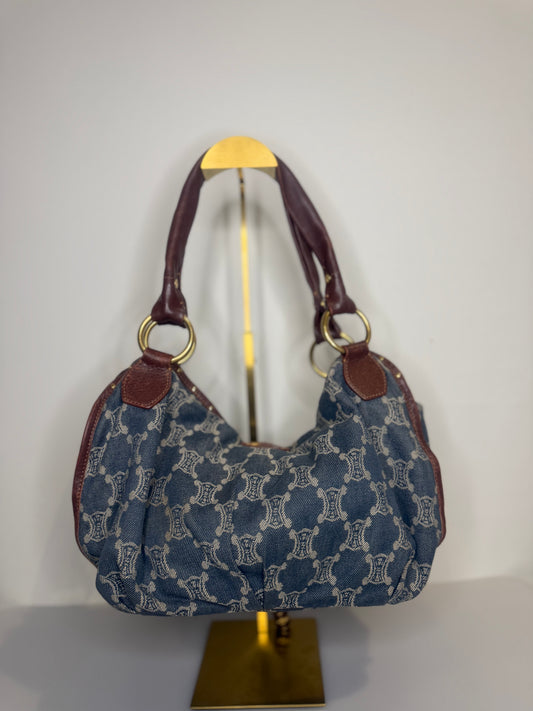 Vintage Celine Denim Macadam Bittersweet Hobo Bag