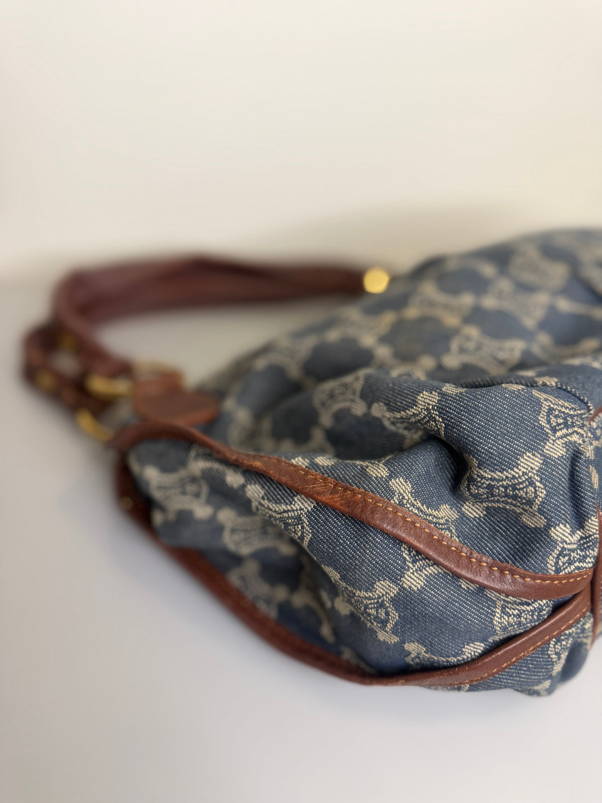 Vintage Celine Denim Macadam Bittersweet Hobo Bag