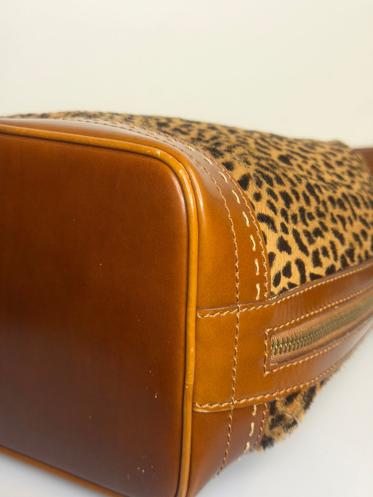 VERY RARE Vintage Celine Leopard Pony Hair Bucket Bag