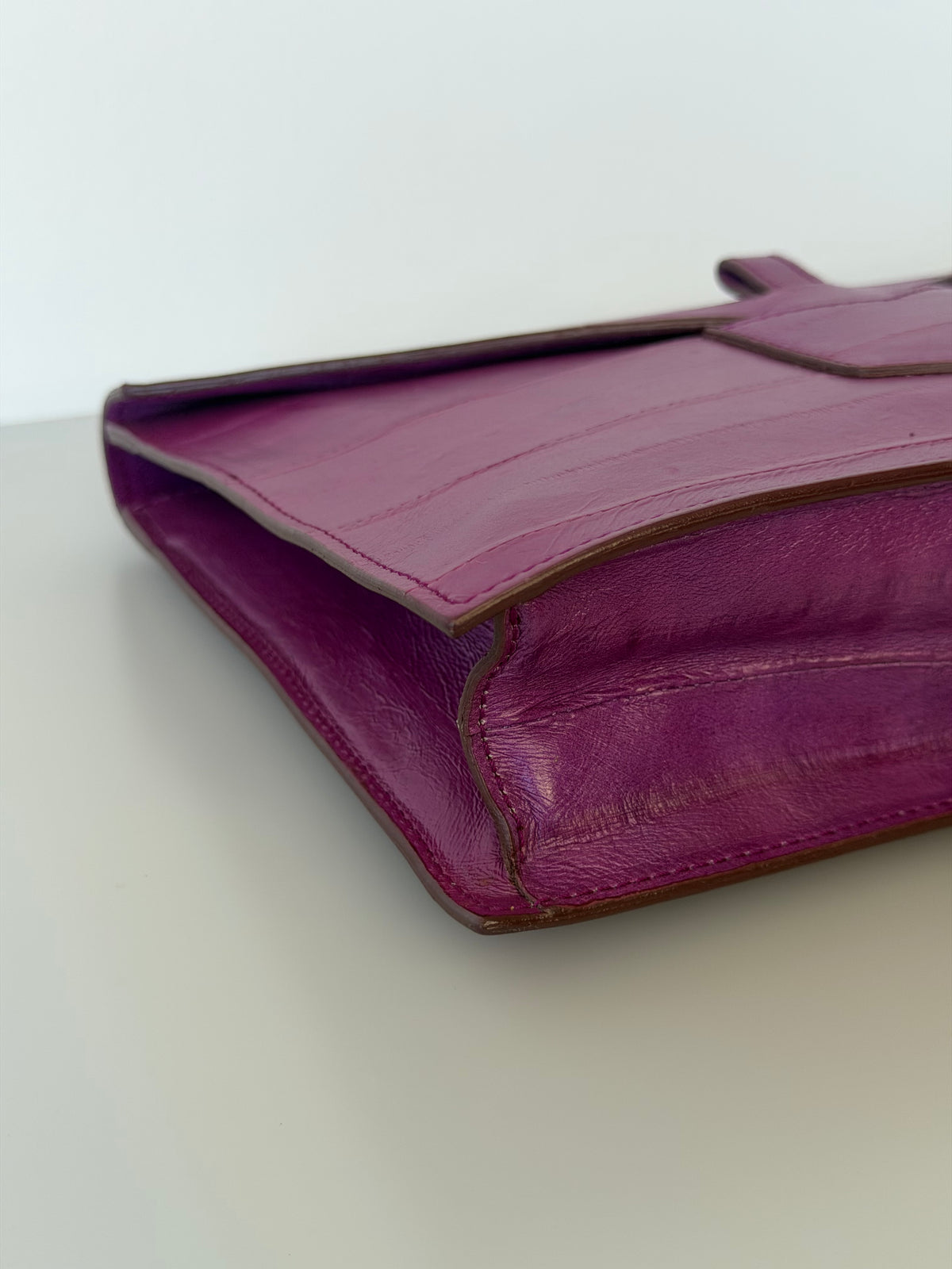 Yves Saint Laurent Vintage Genuine Eel Skin Envelope Flap Clutch - Fuchsia Purple