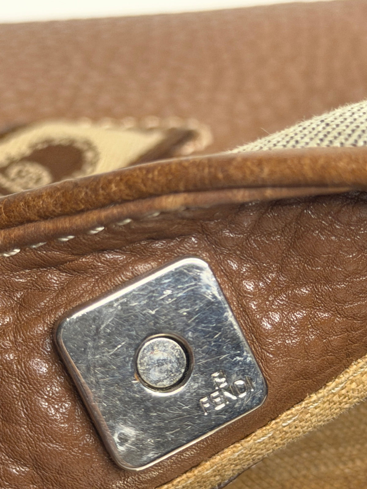 Archival Vintage Fendi Selleria Logo Canvas and Leather Buckle Hobo Bag by Karl Lagerfeld