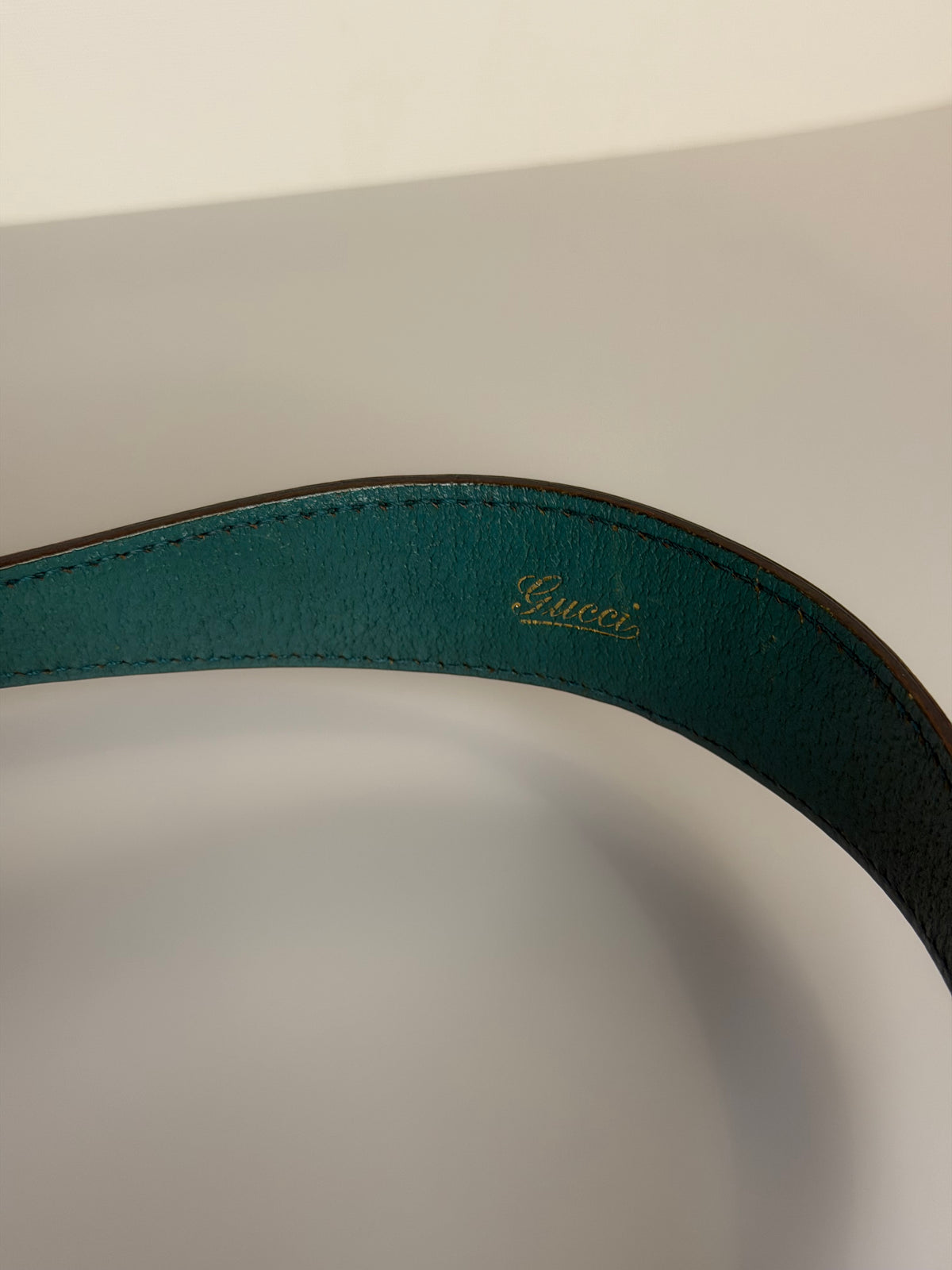 Vintage Gucci Jackie O GG Monogram Shoulder Bag — Turquoise Leather Trims