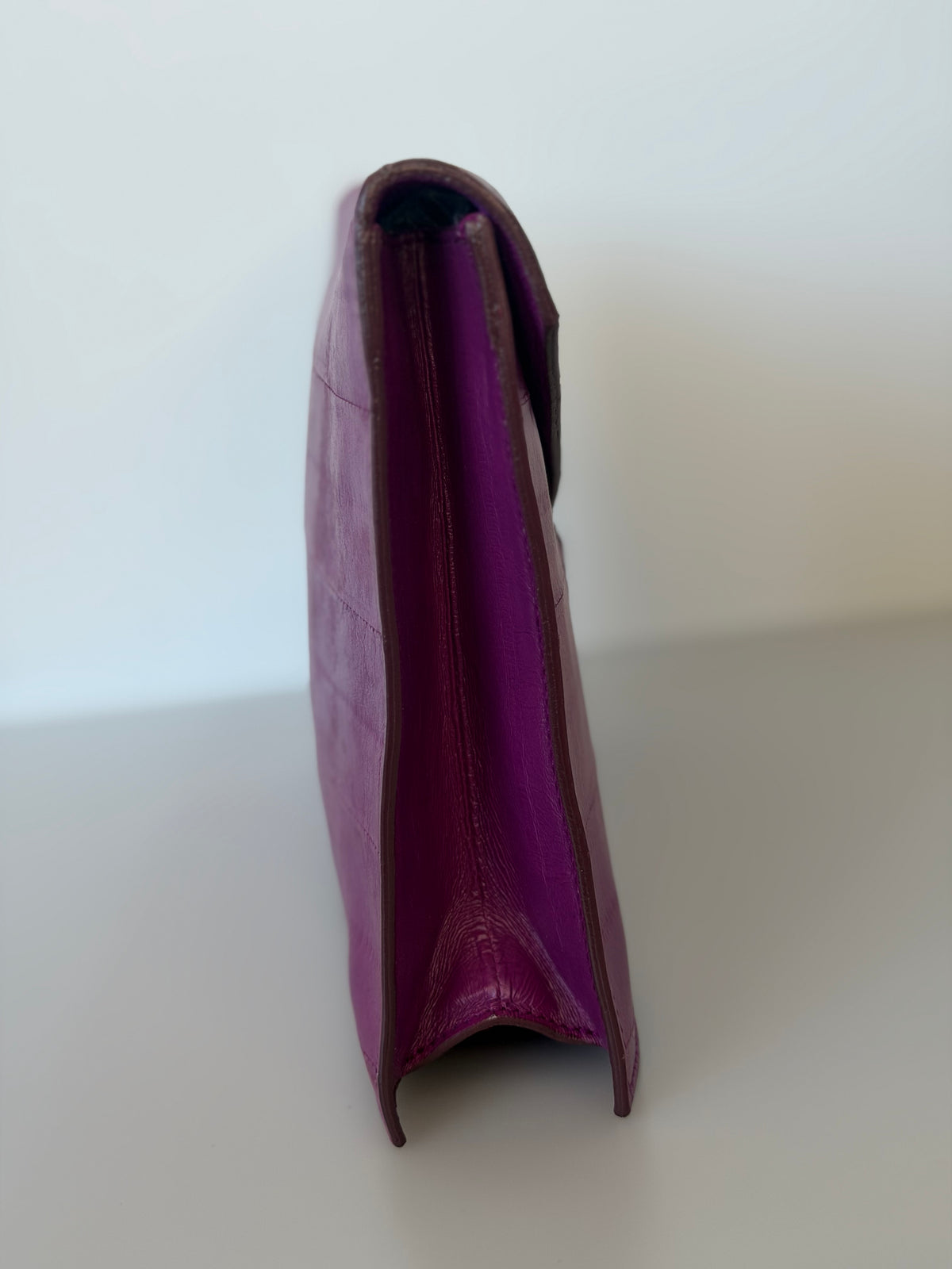 Yves Saint Laurent Vintage Genuine Eel Skin Envelope Flap Clutch - Fuchsia Purple