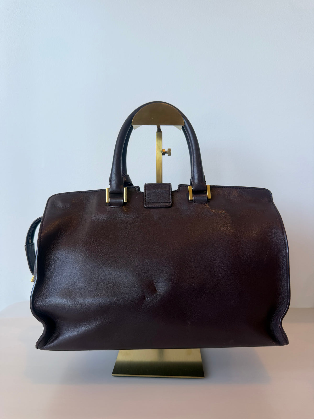 Saint Laurent Burgundy Calfskin Cabas Chyc Handbag