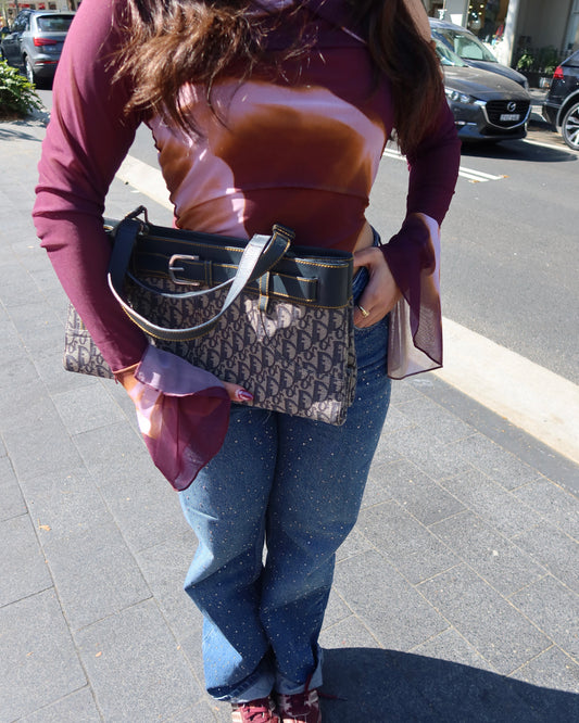 Vintage Dior Diorissimo Denim Shoulder Bag — 2001 Collection John Galliano Era