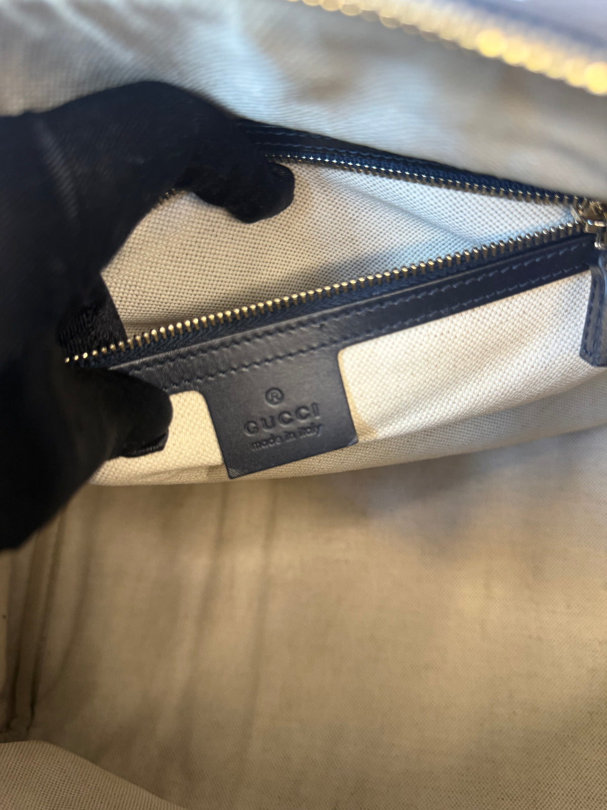 Vintage Gucci Web Original Medium GG Boston Bag - GG Canvas/Dark Navy