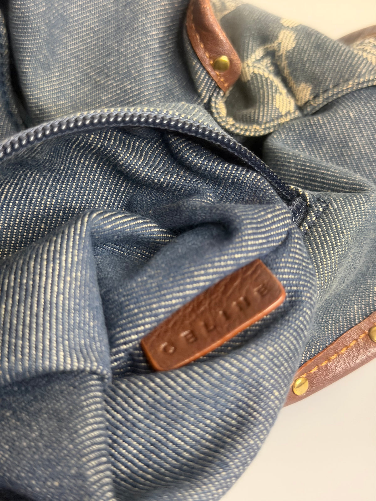 Vintage Celine Denim Macadam Bittersweet Hobo Bag