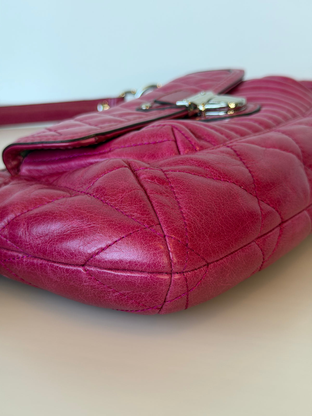 Y2K Coach Poppy Quilted Calfskin Leather 2-Way Bag - Hot Pink