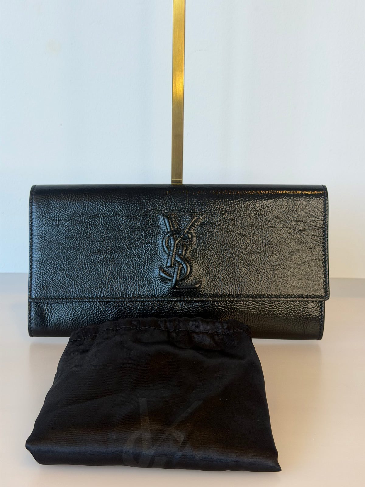 YSL Black Patent Leather Belle De Jour Clutch