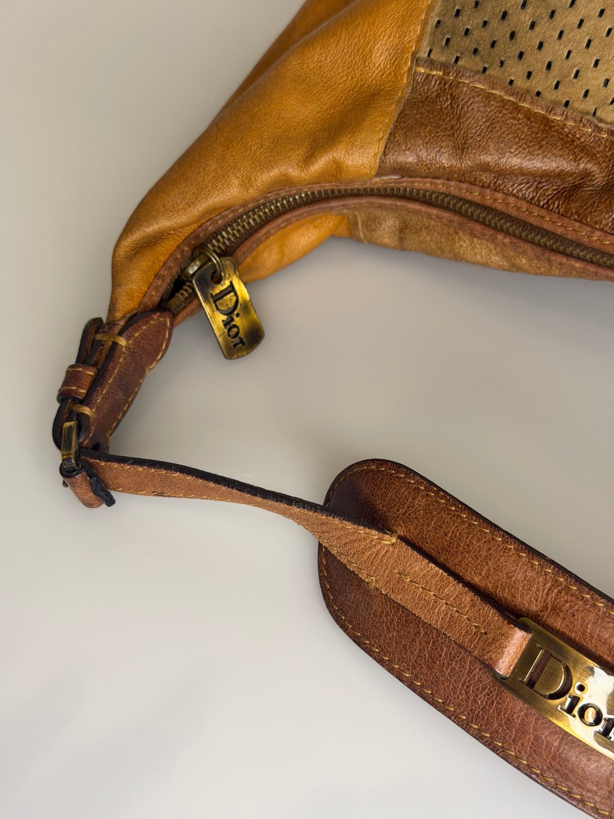 Rare Vintage Christian Dior Leather and Suede Patchwork Hobo Bag - 2002 Collection