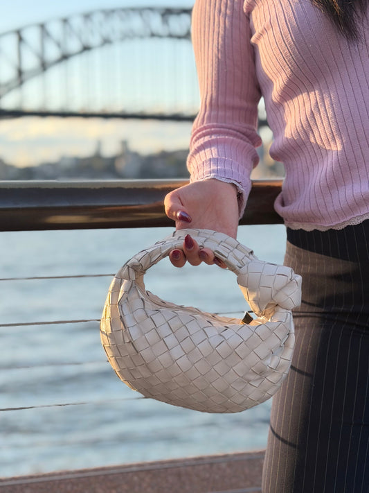 Bottega Veneta Mini Jodie Intrecciato Bag — Chalk