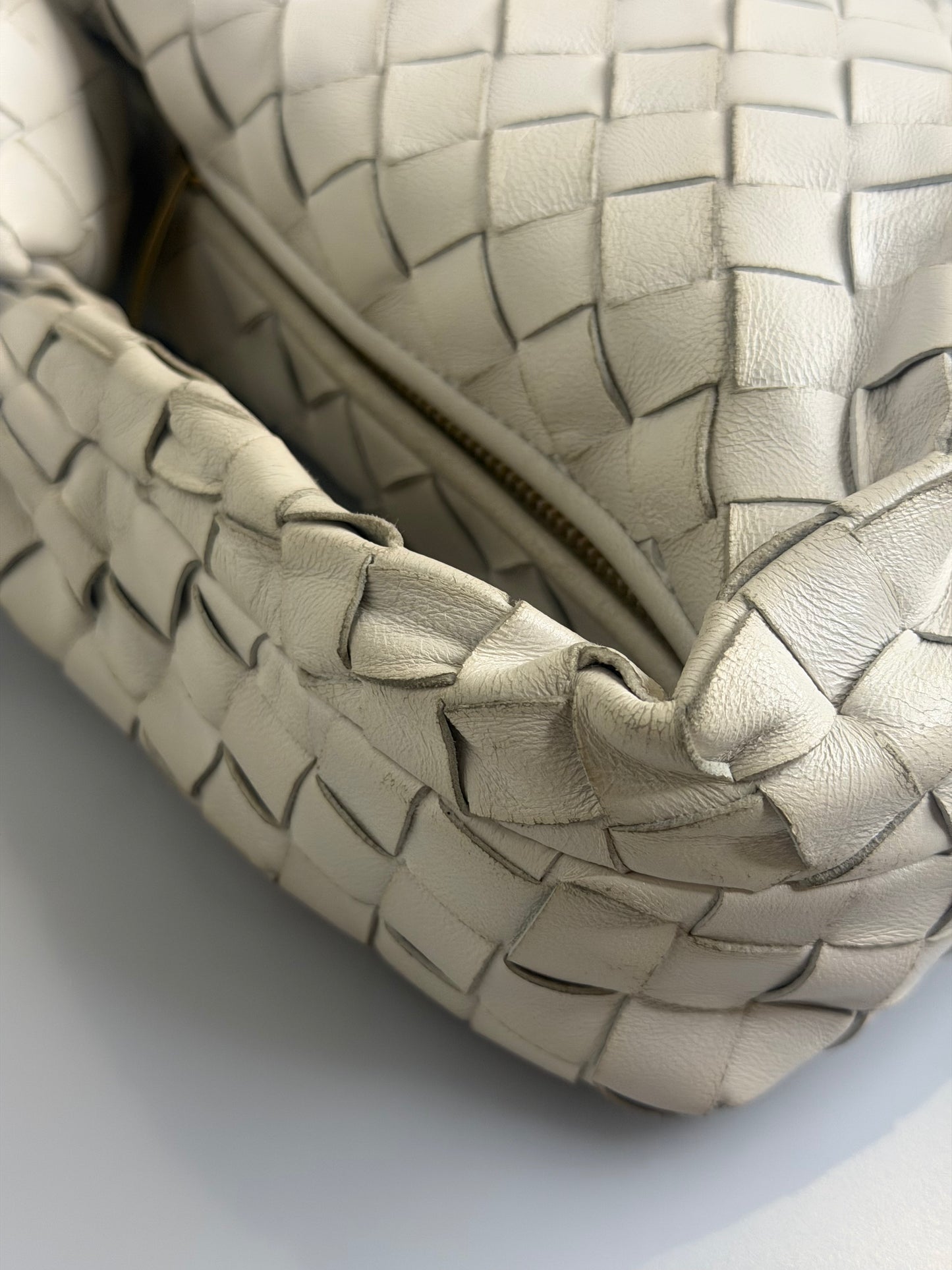 Bottega Veneta Mini Jodie Intrecciato Bag — Chalk